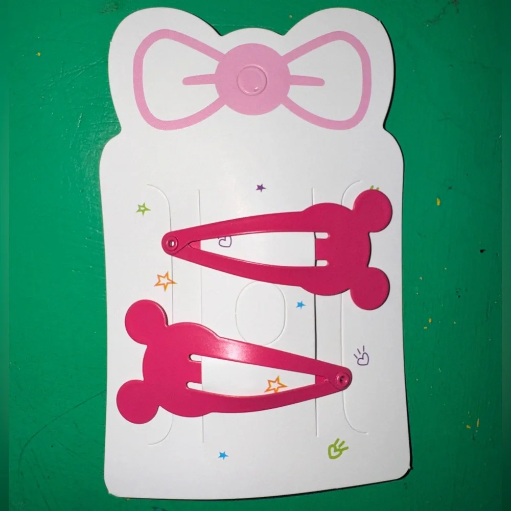 Disney Mickey Mouse Metal Hair Snap Clips - Matte Magenta